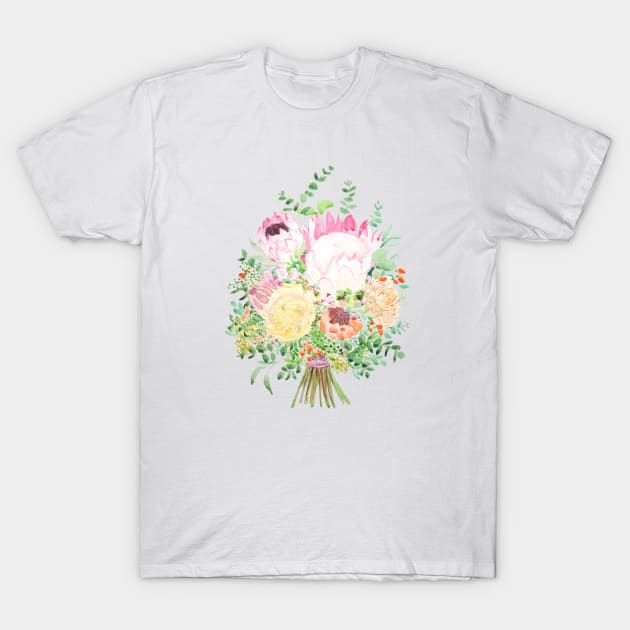 pink and yellow protea bouquet T-Shirt by colorandcolor